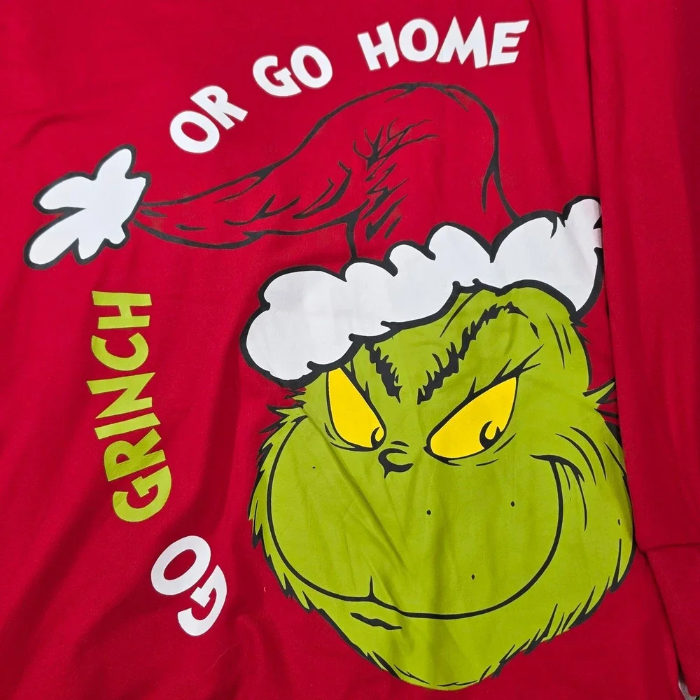 Dr. Seuss Grinch Pajama Set Womens Medium Red NWT Christmas Sleepwear LZ44103SB